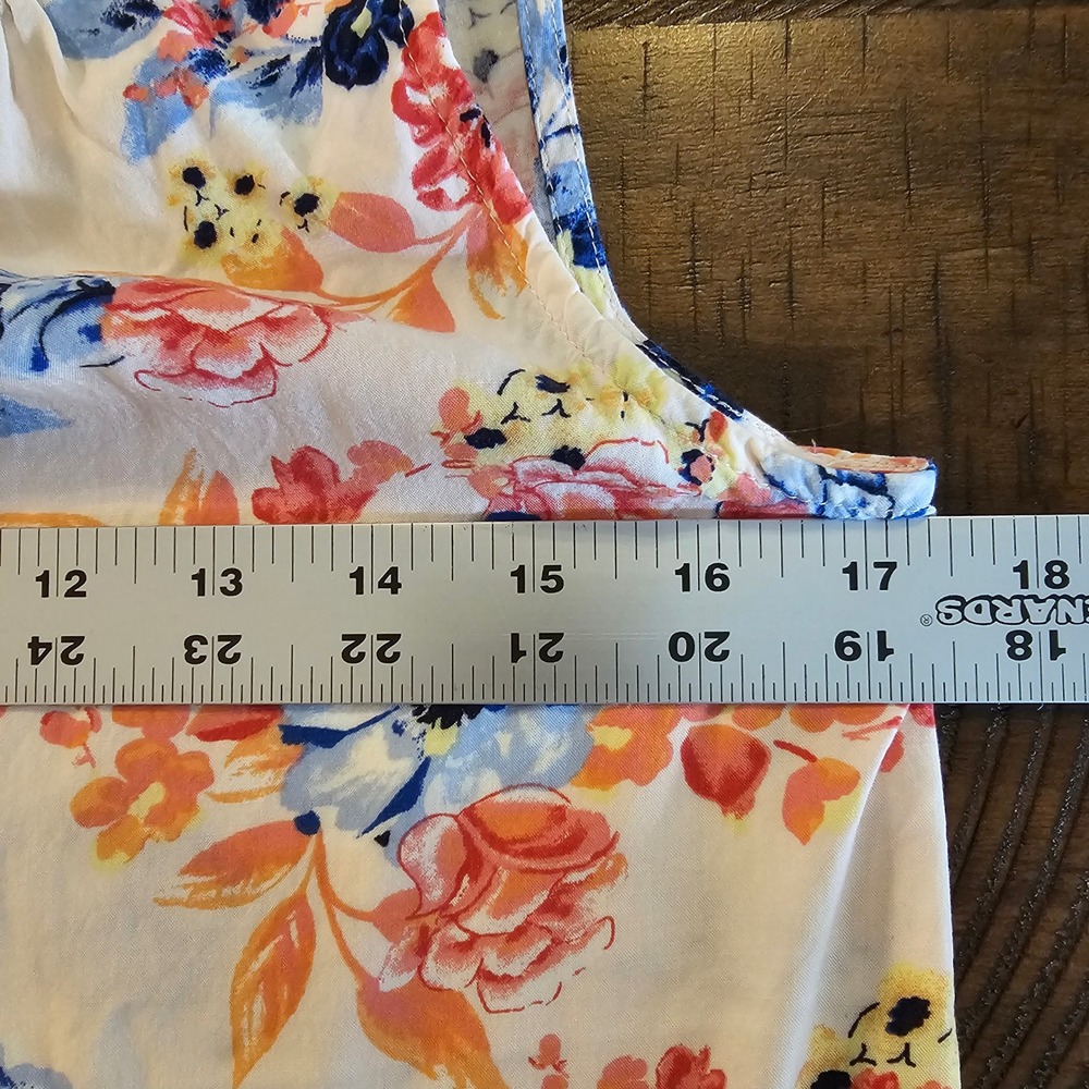 Talbots Petites Floral Sleeveless Blouse Top Pink Blue Peach - Picture 5 of 6